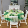 thumbnail image 2 of Green Tie Dye Pattern Round Tablecloth 60"x60",Wrinkle Wipeable Table Cloth for Kitchen Dining Room Picnic Patio Party, 2 of 6