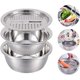 thumbnail image 1 of Cuenco de acero inoxidable multifuncional, juego de tamiz de acero inoxidable, 3 partes, tamiz de cocina brand modelStyleType, 1 of 2