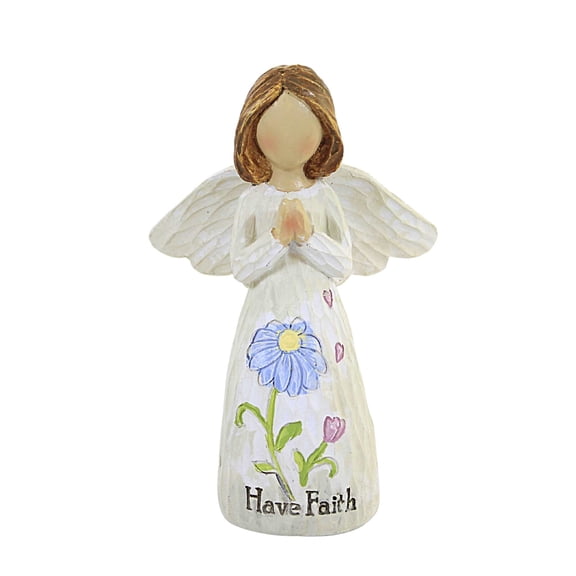 Figurine Little Girl Angel Polyresin Flower Message A3580 Faith