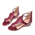 thumbnail image 7 of keusn gladiator sandals for women comfort wide width wedge sandals zipper round-toe shoes summer shoes with back zipper size 10, 7 of 7