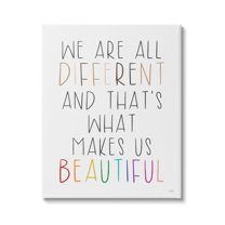 Stupell Industries Different Is Beautiful Inspirational Typography Quote Kids Painting Gallery-Wrapped Canvas Print Wall Art, 24 x 30, Design by Lux Me Designs