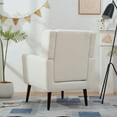 thumbnail image 2 of Modern Accent Chair,Teddy Fabric Living Room Chairs Comfy Reading Chair,Mid Century Accent Chair, Lounge Arm Chairs Armchair for Living Room Bedroom (White), 2 of 10