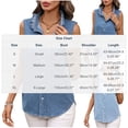 thumbnail image 3 of Levmjia Women Sleeveless Denim Shirt Vintage Ruffle Collar Button Up Pocket Casual Jean Vest Loose Fit Summer Top Solid Color Western Style, 3 of 7
