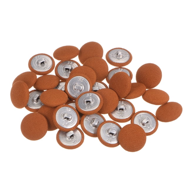 50uds 32L Tela Paño Cubierto Botón 20mm Redondo Metal Vástago Costura Botones para Trajes Vestido Blusas, Aleación Naranja