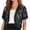 Black, variant on Wenini Women's Short Sleeve Lace Open Front Cardigan Top Elegant Sheer Cropped Hollow Out Shrug Cover Up Top