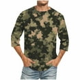 thumbnail image 1 of Chemises à Manches Longues pour Hommes, T-Shirt de Musculation à Manches Trois Quarts à Imprimé Camouflage, Mouvement, Mélange Coton Lin Polyester, 1 of 8