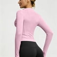 thumbnail image 5 of Dwellite Women's Cropped Lightweight Stretchy Running Track Jackets Zip Up Quick Dry Long Sleeve Athletic Yoga Tops with Thumb Holes Pink 2XL, 5 of 6