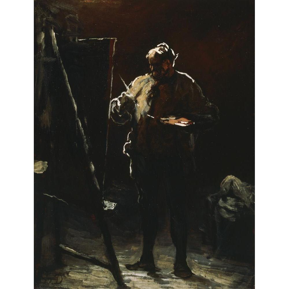 Honoré Daumier 15x18 Black Modern Framed Museum Art Print Titled - The Painter at His Easel