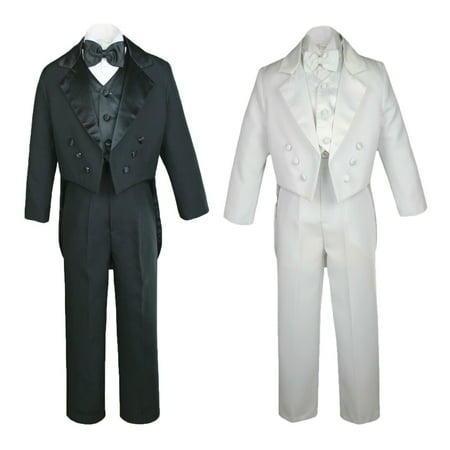 

Boys Suits Black White Vest Bow Tie Tail Tuxedos Baby Toddler Kid Teen sz S-20