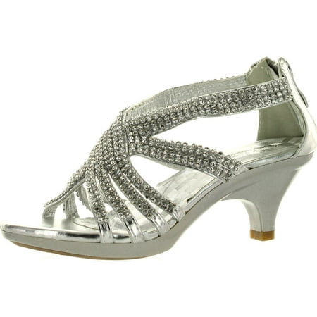 Rhinestone Platform Pump Heels - Forever Link Angel 41K Little Girls Rhinestone Heel Platform Dress Sandals