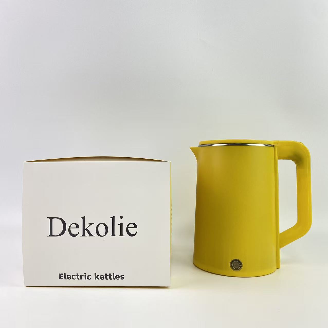 Dekolie Electric kettles, 0.8L Portable Travel Tea Kettle Stainless Steel Double Layer Hot Water Cordless BPA-Free, 600 W Boil-Dry Protection Boiler and Heater