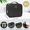 thumbnail image 4 of Travel Makeup Bag with LED Mirror, Cosmetic Organizer with Adjustable Dividers, Portable Brush Holder, Black, 4 of 7