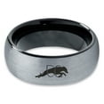 thumbnail image 2 of Tungsten Dog Hurdling Jumping Through Obstacles Band Ring 8mm Men Women Comfort Fit Black Dome Brushed Gray Polished, 2 of 4