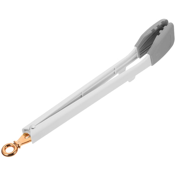 UPOUART White Silicone Kitchen Tongs with Ergonomic Design for Food Serving, and Easy Storage