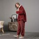 thumbnail image 5 of Winter Warm Women Flannel Pajamas Set Fuzzy Lapel Collar Pullover Top and Pants Sleepwear Nightwear Fleece Loungewear Red 2XL, 5 of 5