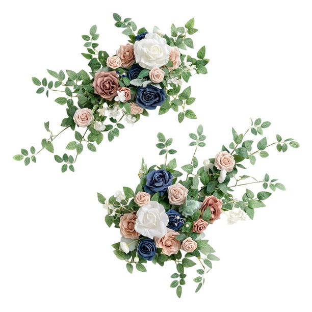 2 piezas de flores artificiales para arco de boda, exhibición de flores para arco de boda, planta artificial Blanco