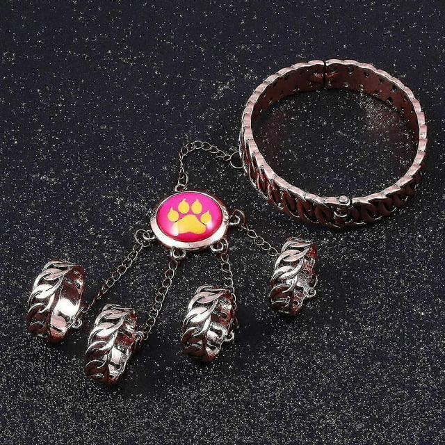 Animation Ladybug Reddy Girl Ring Bracelet Set Cat Claw And Dog Claw Element Ring Opening Closing Bracelet Gift For Kid-