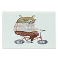 thumbnail image 1 of Funny Cutting Board, Cartoon Bear Dressed up in Hipster Clothes Riding a Bike Watercolor Urban Character, Decorative Tempered Glass Cutting and Serving Board, Large Size, Multicolor, by Ambesonne, 1 of 1