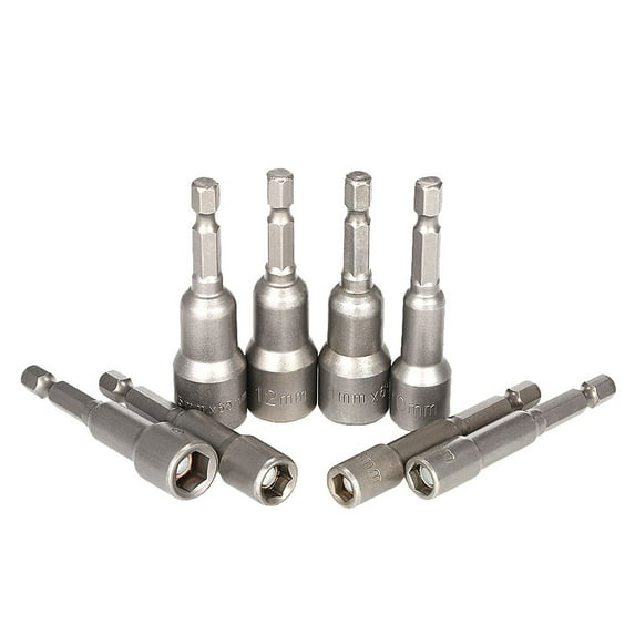 SENRISE Metal Magnetic Nut Driver Bit Hexagonal Socket Adapter Tools Silver Size H18mm