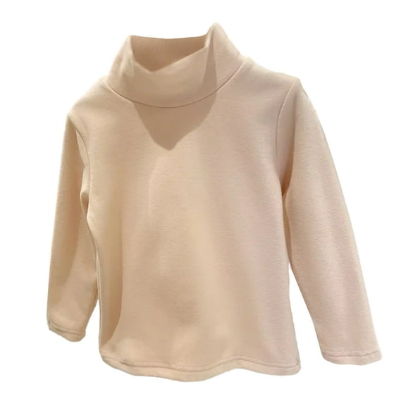 Esaierr Baby Kids Boys Girls Solid Color Warm Bottom Shirt for Cotton Tops Padded Pullover Fall Winter 12M-7Y High-Necked T-Shirt
