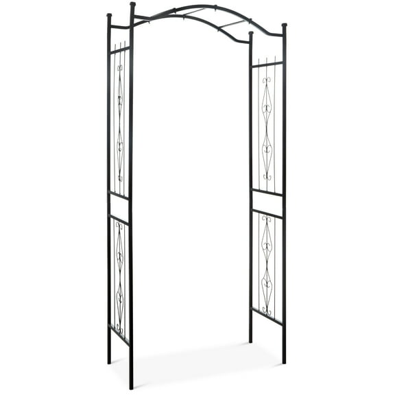 Best Choice Products 92in Steel Garden Arch Arbor Outdoor Trellis for Garden, Climbing Plants w/ Wire Lattice - Black