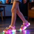 thumbnail image 5 of FINALGANG Kids Girls Adjustable Button Strap Flower Decor Light Up Open Toe Sandals LED Luminous Thick Sole Waterproof Summer Holiday Casual Sandals Soft Shoes 8.5-9 Years, 5 of 6
