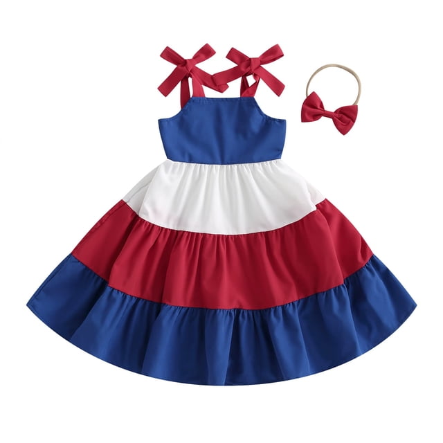 Vestido de verano MozikQin con bloques de color para niñas de 6 a 7 años