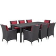 thumbnail image 2 of Modway Convene 9 Piece Outdoor Patio Dining Set in Espresso Red, 2 of 7