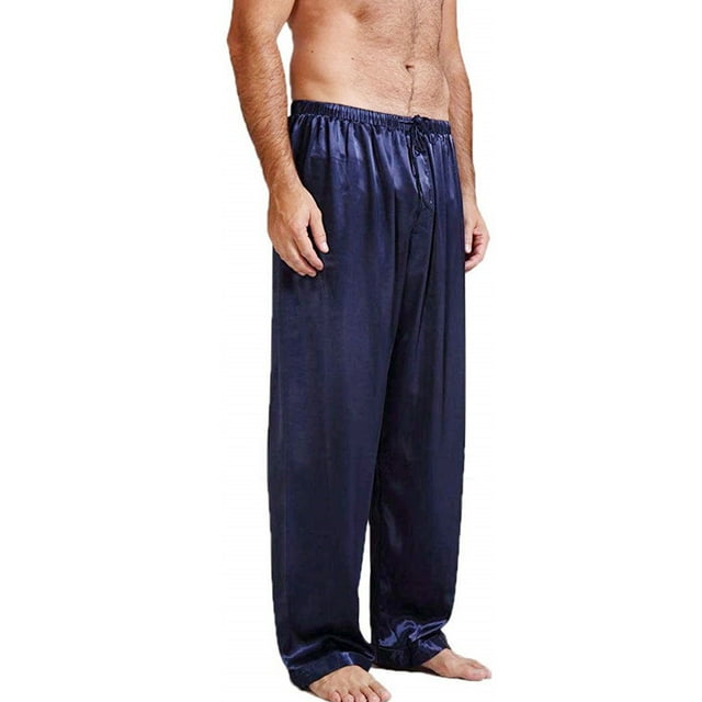 Spring hue Mens Silk Satin Pajama Pants Long PJ Bottoms