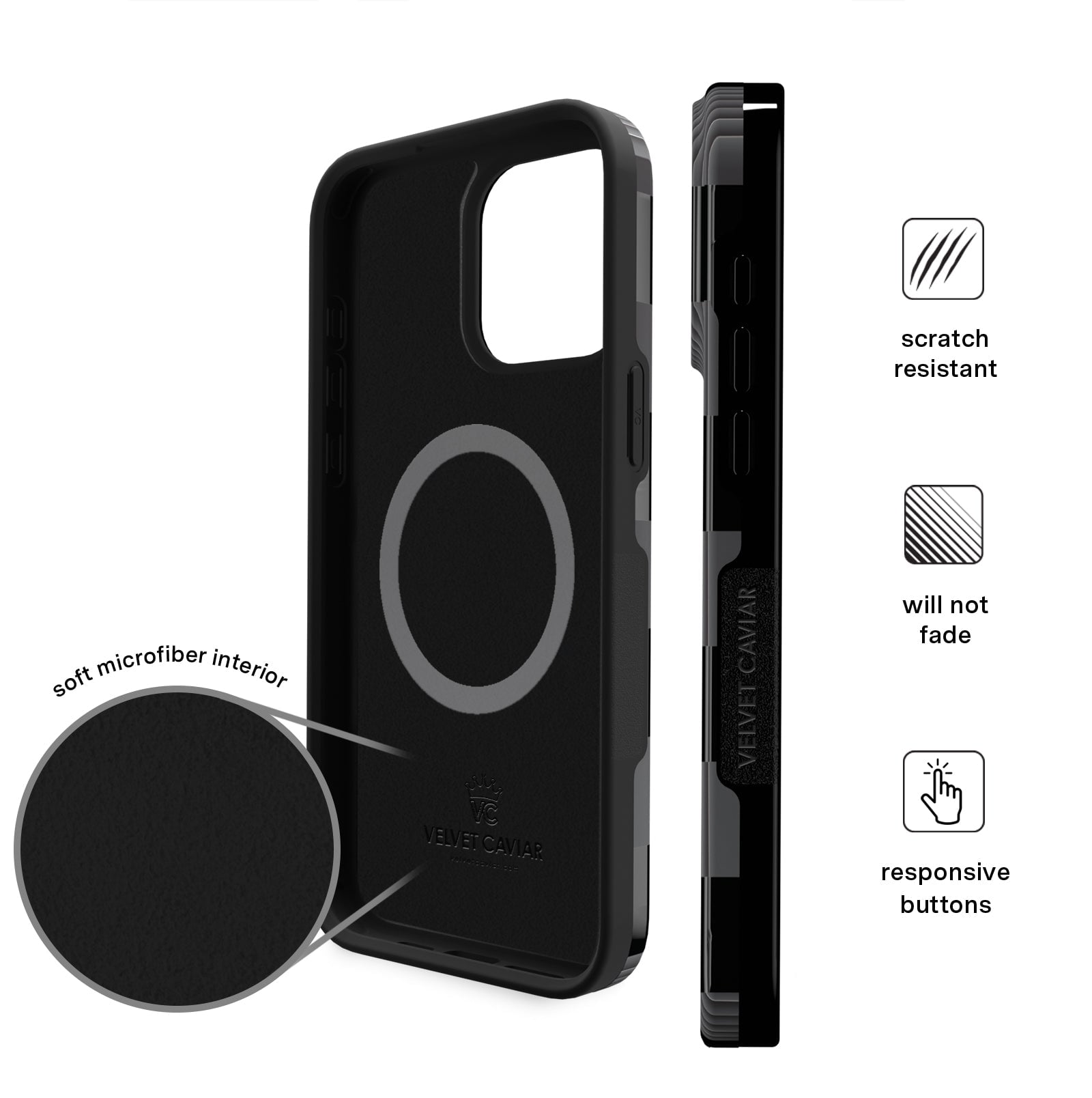 VELVET CAVIAR for iPhone 13 Pro Max Case Black Checkered - Compatible with MagSafe - Cute Protective Cases for Women for Women - Black Grey Checkerboard