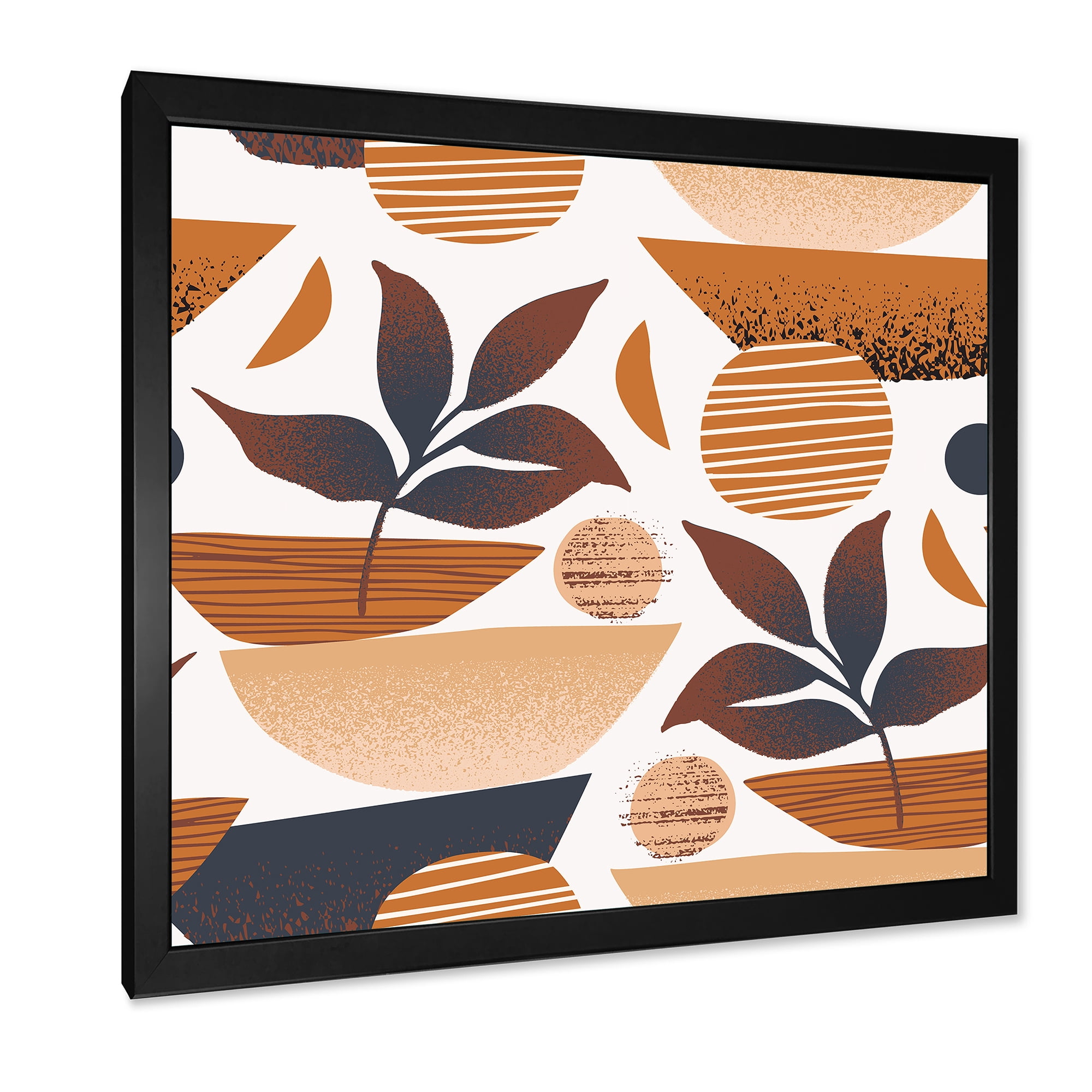 Designart 'Tropical Leaf Silhouettes and Shapes on White' Modern Framed Art Print