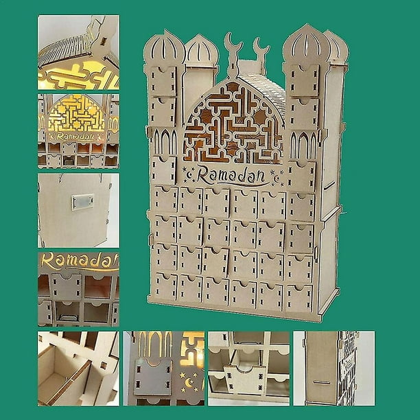 Calendrier de l'Avent Ramadan en bois - Décoration pour la maison - 30  jours jusqu'à l'Aïd, cadeau du Ramadan pour enfants