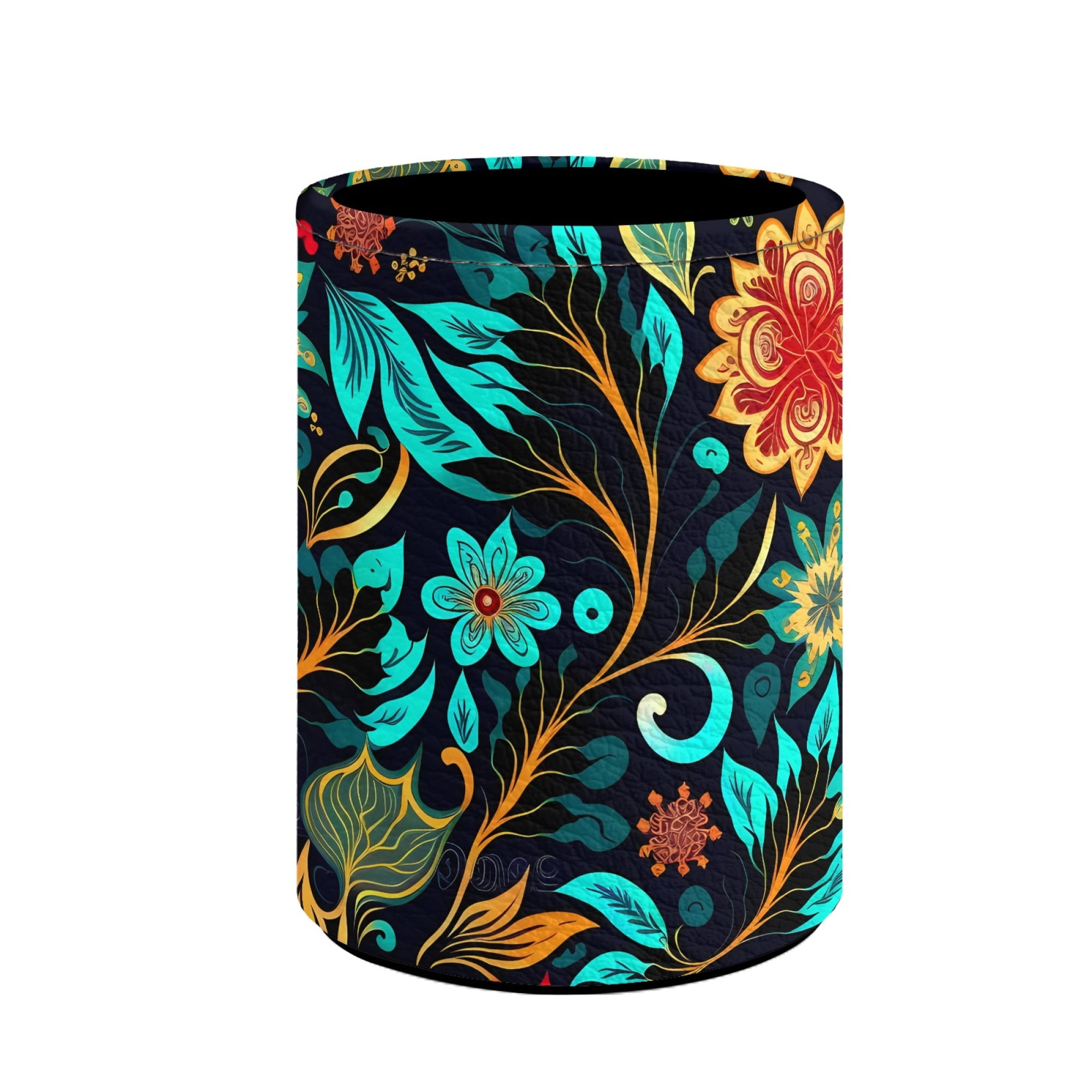 JINMUZAO Dark Floral Pattern Pen Holder Organizer Desktop Pen Box