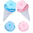 thumbnail image 1 of Filtre à Charpie pour Machine à Laver Réutilisables Pièges à Charpie Portable Forme de Fleur Collecteur de Cheveux de Laveuse pour Outil de Ménage Bleu et Rose 4 Pcs, 1 of 5