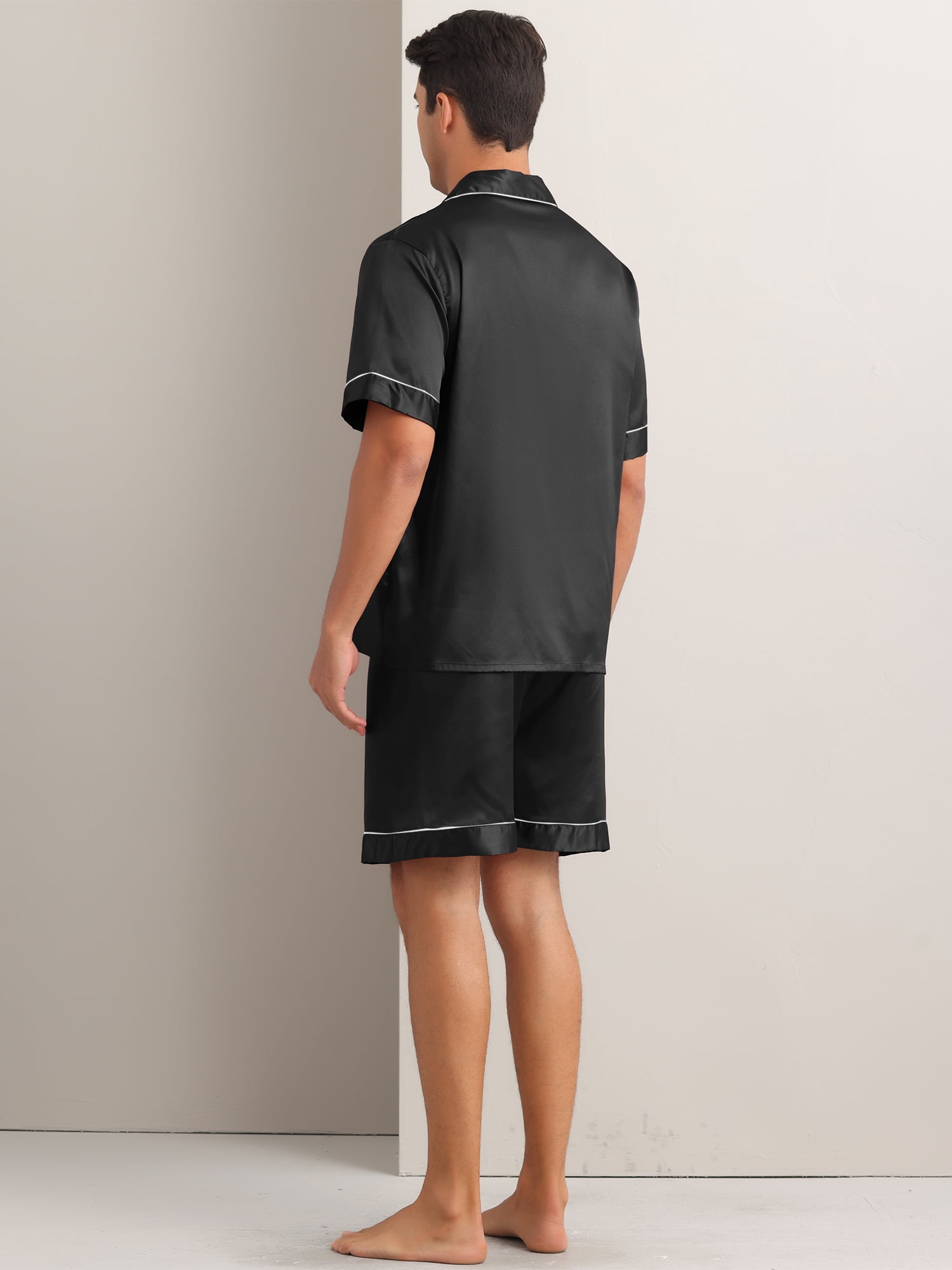 DARING DIVA Men's 2-Piece Short Sleeve Sleepwear Loungewear Pajama M Black