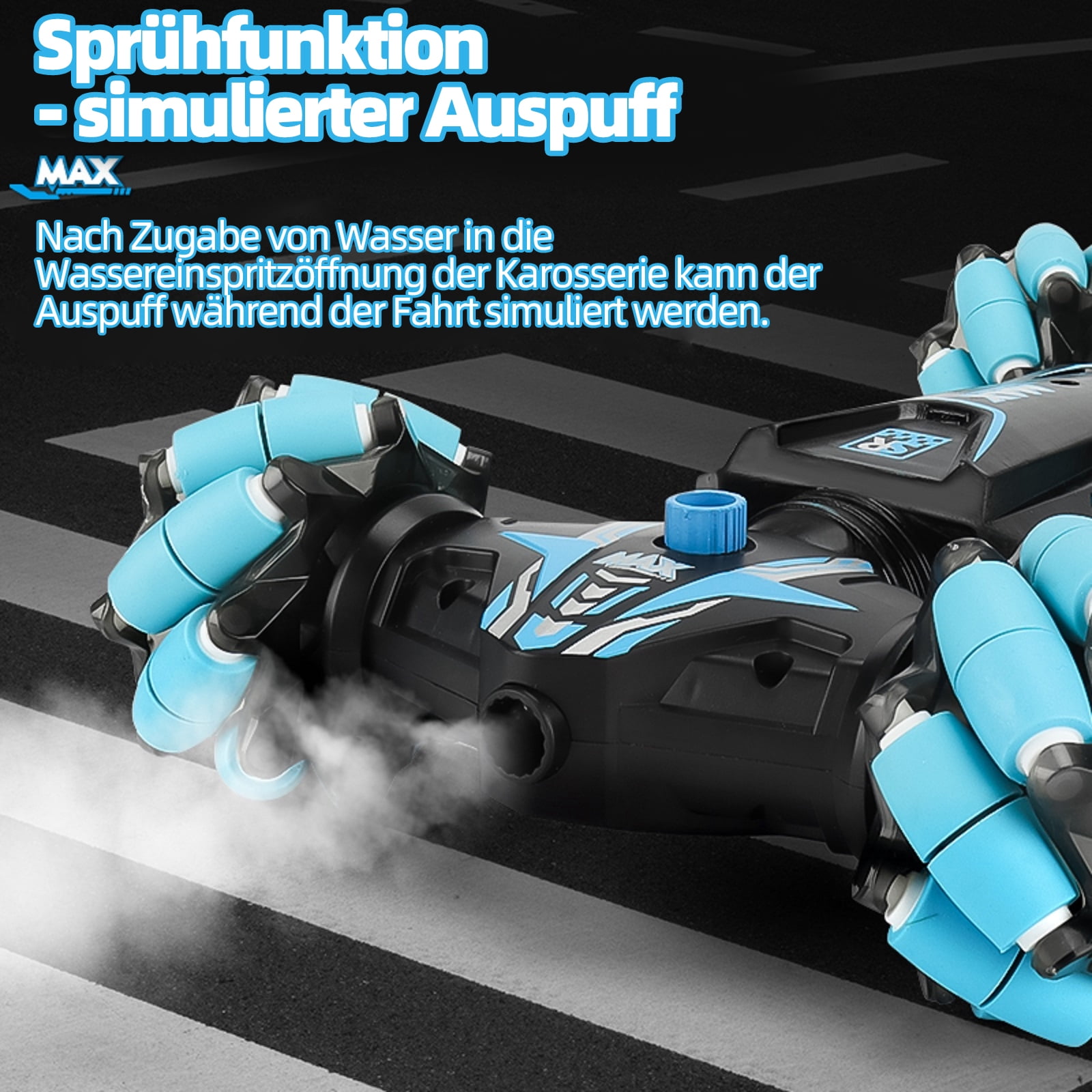 VANLINNY Gesture Sensing RC Stunt Car with Light and Music,Drift Hand Controlled Remote Control Twist Cars Toys for 8-12 yr Boys Girls,4WD 2.4GHz Monster Truck 360° Flips/Spray,Xmas Gift for Kids.