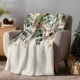 thumbnail image 2 of Christmas Winter Flannel Blanket for Bed,Travel and Camping, Pine Tree Berry Eucalyptus Retro Linen Super Soft Cozy Blanket for All Seasons 50"x60", 2 of 9