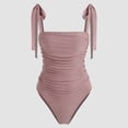 thumbnail image 4 of Traje de baño de una pieza para mujer, plisado, sexy, ajustado, que cubre el vientre, traje de baño conservador, 4 of 5