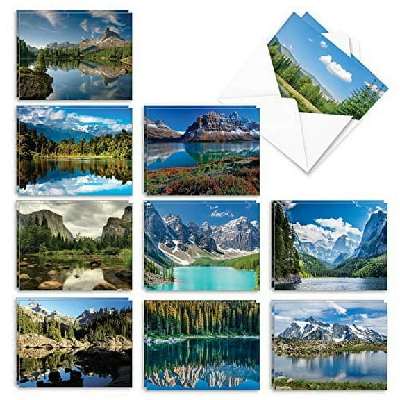 The Best Card Company - 20 Landscape Nature Note Cards Blank (4 x 5.12 Inch) (10 Designs, 2 Each) - Reflections AM1728OCB-B2x10