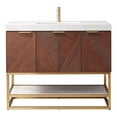 thumbnail image 2 of Mahon 42G" Bath Vanity in North American Deep Walnut with White Grain Stone Top, 2 of 6