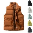 thumbnail image 5 of Fmbrln Mens Puffer Vest Button Zipper Stand Collar Sleeveless Quilted Jackets Fall Winter Thickened Warm Coat with Pockets, 5 of 5