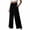 Black, variant on Linen Pants Women Solid Color Straight Wide Leg Pant Trendy Drawstring Elastic Waisted Trousers Sky Blue S