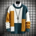 thumbnail image 6 of Xcmzpl Men's Oversized Sweaters Big and Tall Cable Knit Pullover Sweaters Crew Neck Long Sleeve Color Block Sweaters for Fall WInter, 6 of 10