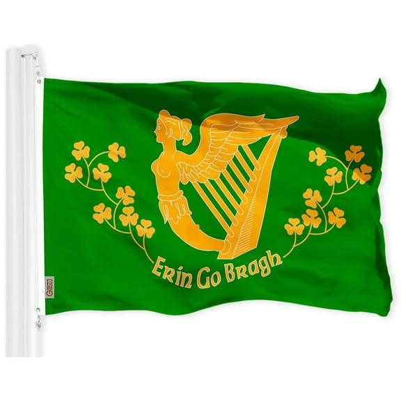 G128 Ireland Erin Go Bragh Flag | 3x5 Ft | Printed 150D Polyester - Indoor/Outdoor, Vibrant Colors, Brass Grommets, Quality Polyester, Much Thicker More Durable Than 100D 75D Polyester