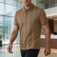 thumbnail image 7 of TKKCS Mens Jacquard Knit Polo Shirt- Business Casual Breathable Short Sleeve Regular Fit Moisture-Wicking Collared Shirts Brown Size M, 7 of 7