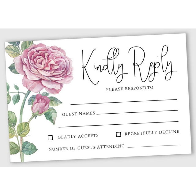 Inkdotpot 50 Cartes Vierges RSVP avec Enveloppes Blanches - Carte de Réponse Style Floral - RSVP pour Mariage - Dîner de Répétition - Shower de Bébé - Shower Nuptiale - Invitations de Fête de Fiançailles