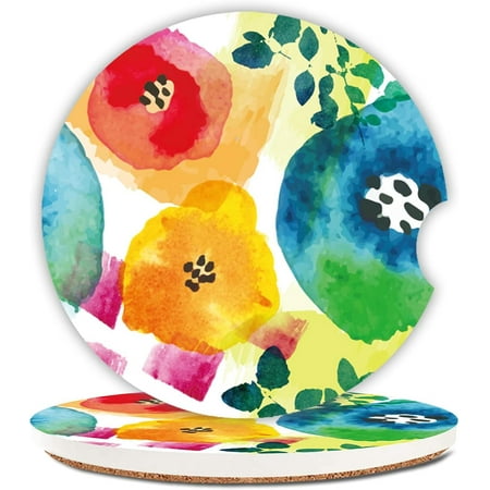 

HPINK-T Blue Butterfly Ceramic Cup Holders Car Coasters for Women/Men Pretty Butterfly Absorbent Drink Cup Car Holder Coasters with A Finger Notch 2.56 Pack of 2