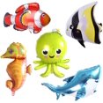thumbnail image 1 of 5 Piezas Globo de Aluminio de Animales del Océano Tiburón Grande Pulpo Caballito de Mar Peces Tropicales Criaturas Marinas Globos Mylar Suministros de Decoración para Fiestas, 1 of 5