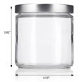 thumbnail image 2 of Large Clear Thick Glass Straight Sided Jar with Silver Metal Lid - 16 oz / 480 ml (2 pack) + Labels, 2 of 5