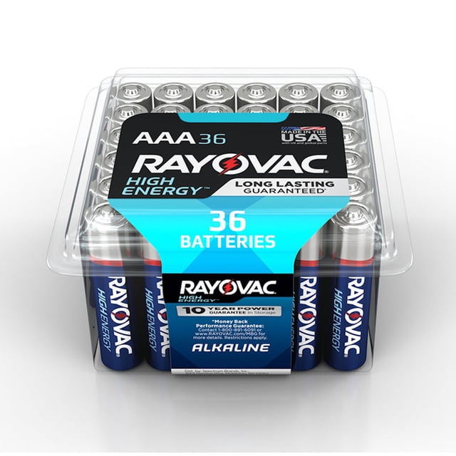 Batería alcalina AAA de alta energía Rayovac, paquete de 36 unidades